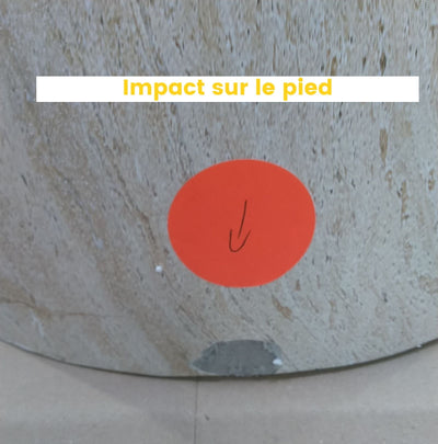 Table à manger 4 personnes ronde effet travertin Drawer - Léger défaut