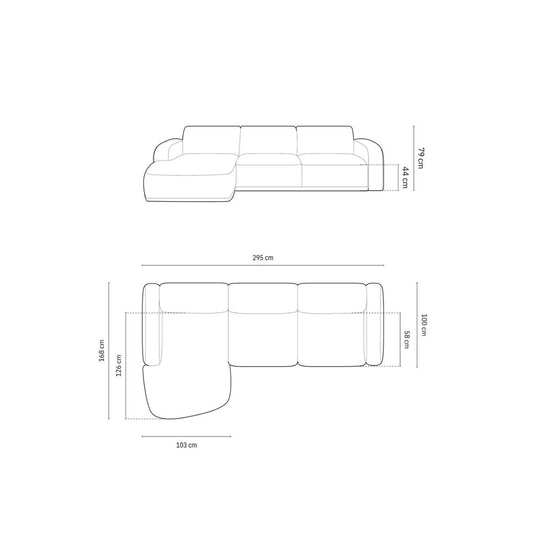 Canapé angle gauche ERIN Micadoni 4 Places Bleu foncé