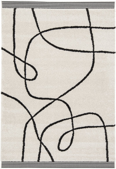 Tapis Épais Abstrait Crème et Noir