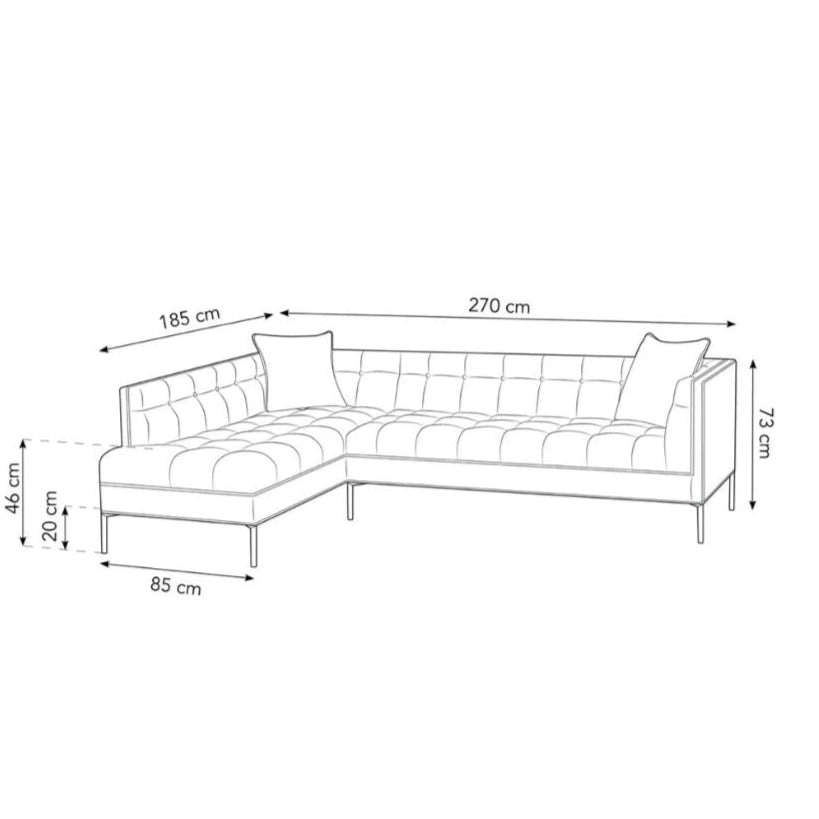 Canapé angle gauche KAROO Micadoni 5 places bleu roi
