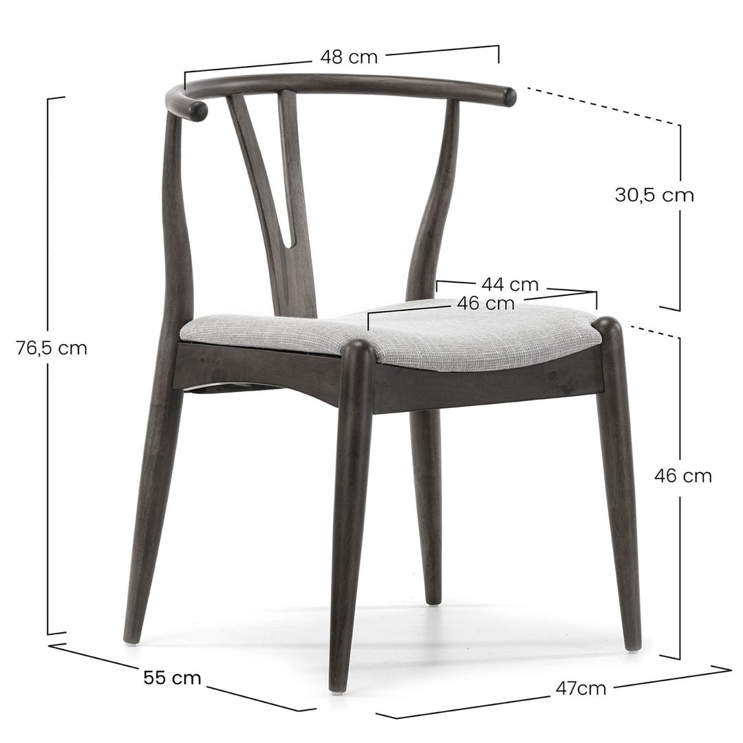Lot de 2 chaises en bois massif ,couleur Noyer,  55 cm x 54,5 cm x 76 cm