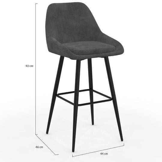 Lot de 2 tabourets Olivia gris foncé