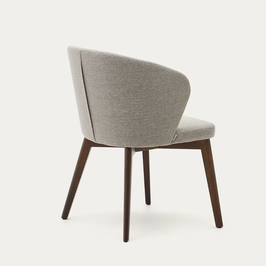 KAVE HOME- Lot de 2 chaises Darice en tissu chenille marron et bois de hêtre, finition noyer FSC 100 %