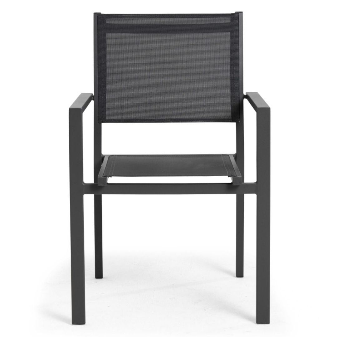 Lot de 4 ou 6 fauteuils de jardin Oviala en aluminium et textilène avec accoudoirs