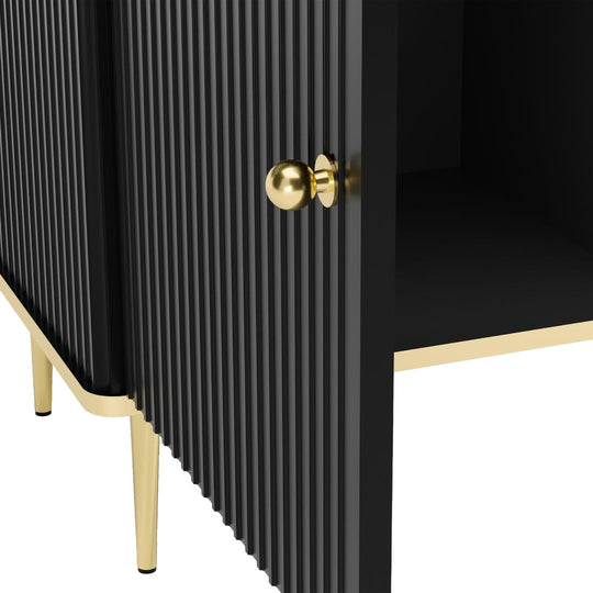 Buffet Vente Unique avec 2 portes en MDF et acier - Noir et Doré - SINEAD