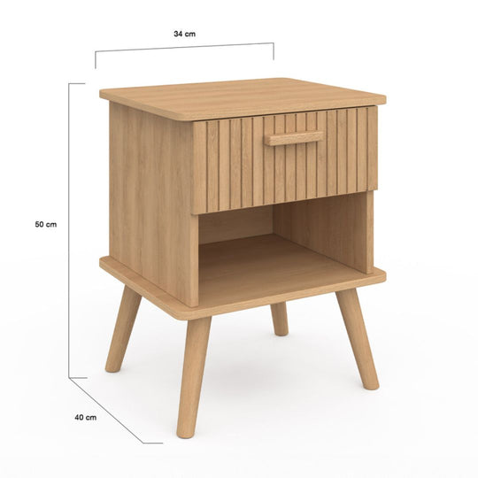 Lot de 2 Tables de chevet 1 tiroir Albane effet lattes