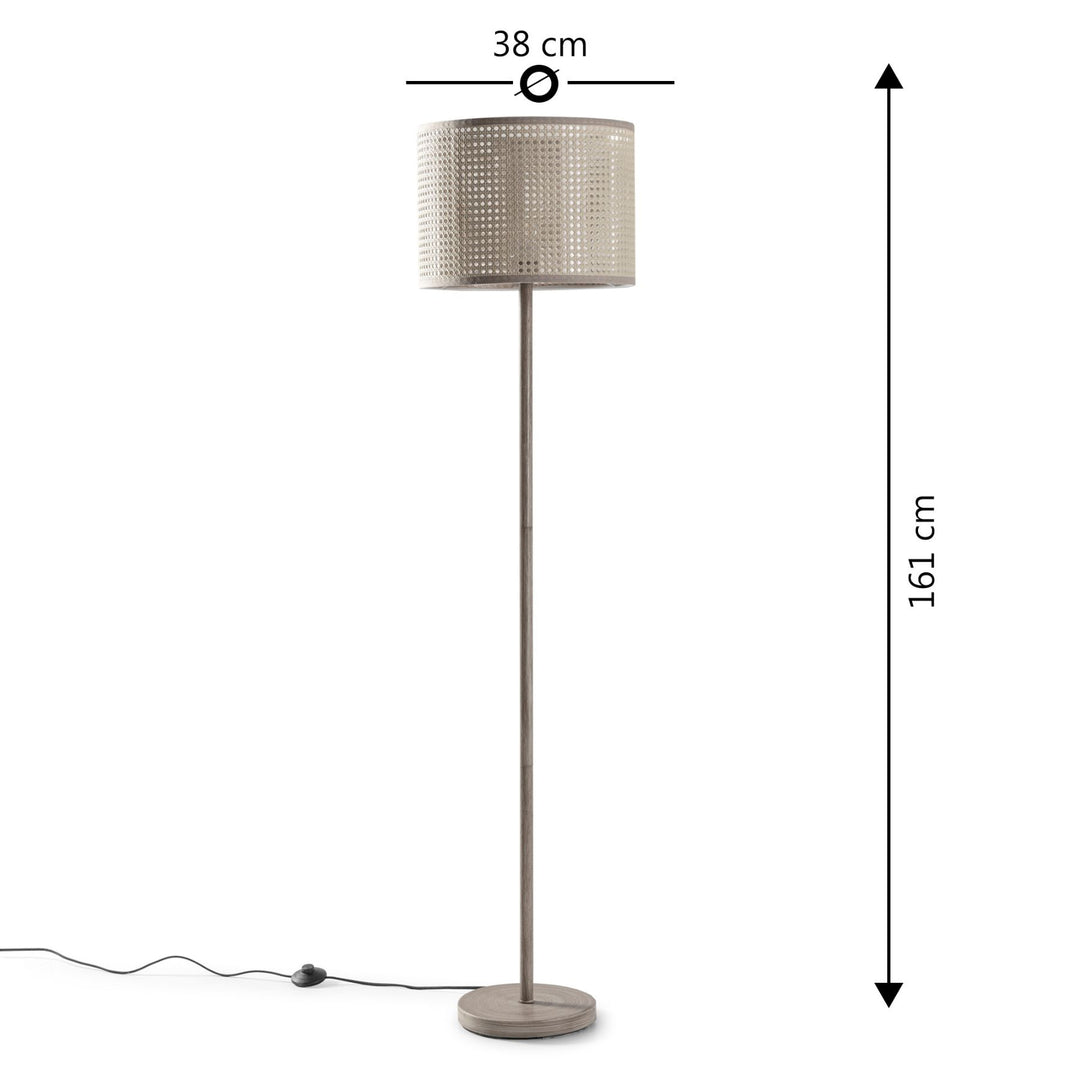 Lampadaire Keiko en métal Imitation Bois, Hauteur 161 cm