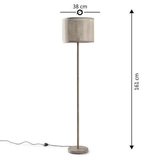 Lampadaire Keiko en métal Imitation Bois, Hauteur 161 cm
