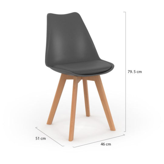 Lot de 6 chaises scandinaves Nordia Gris anthracite
