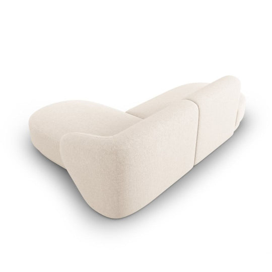 Canapé Lionel d'angle droit modulable 4 places en tissu chenille beige clair
