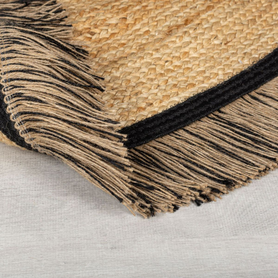 Tapis rond Kahana Jute et noir