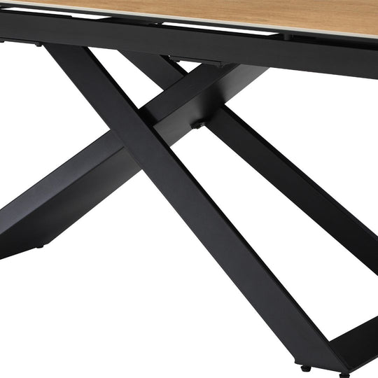 Table à manger extensible Vente Unique  6 à 10 personnes en céramique, verre trempé et métal - Naturel clair et Noir - XERENA de Maison Céphy