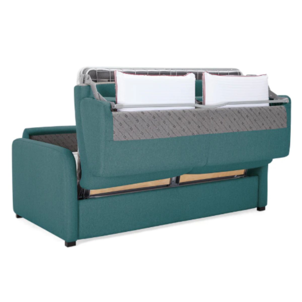 Canapé convertible 2 places en tissu turquoise- Convertible Center