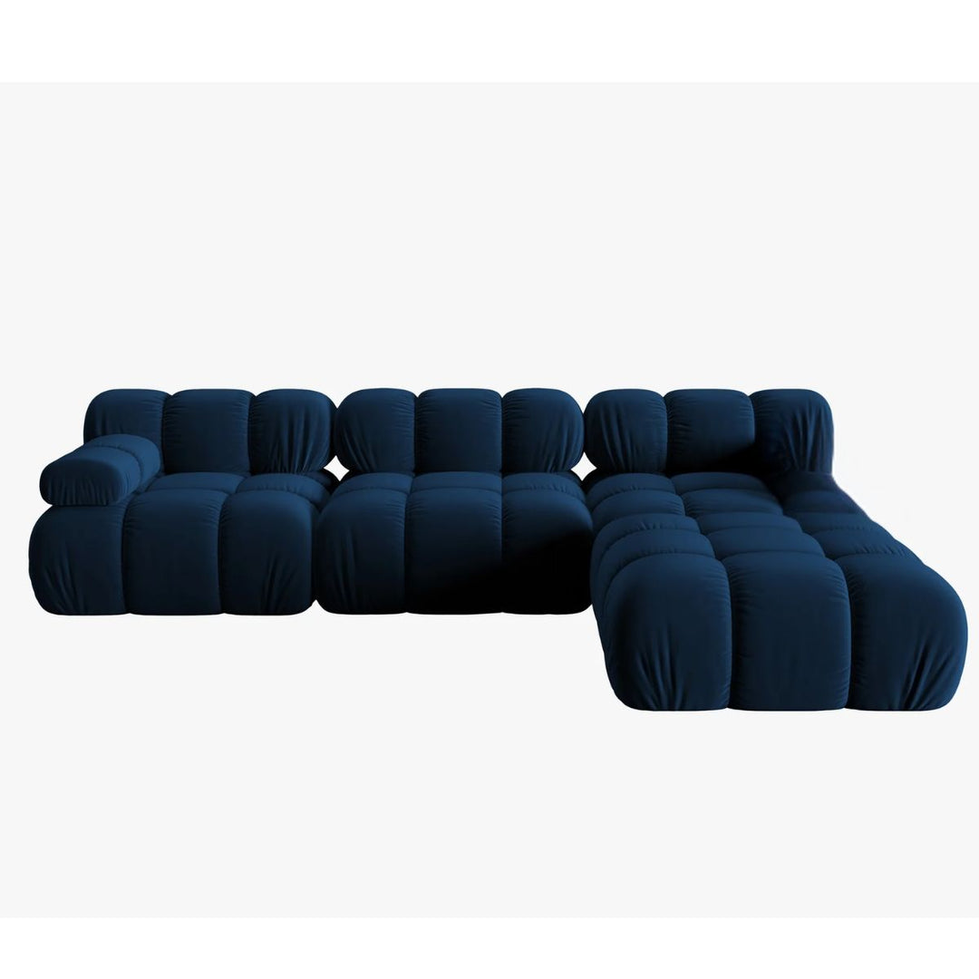 Canapé modulaire en velours Bellis bleu Micadoni 4 places