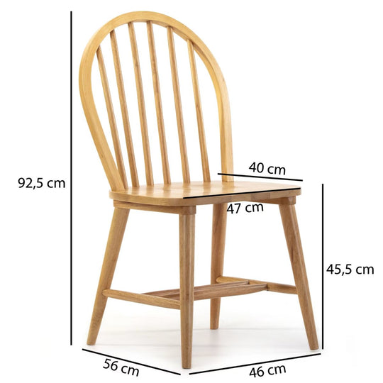 Lot de 2 chaises couleur chêne, bois massif, 48 cm x 48 cm x 92 cm CLARCK