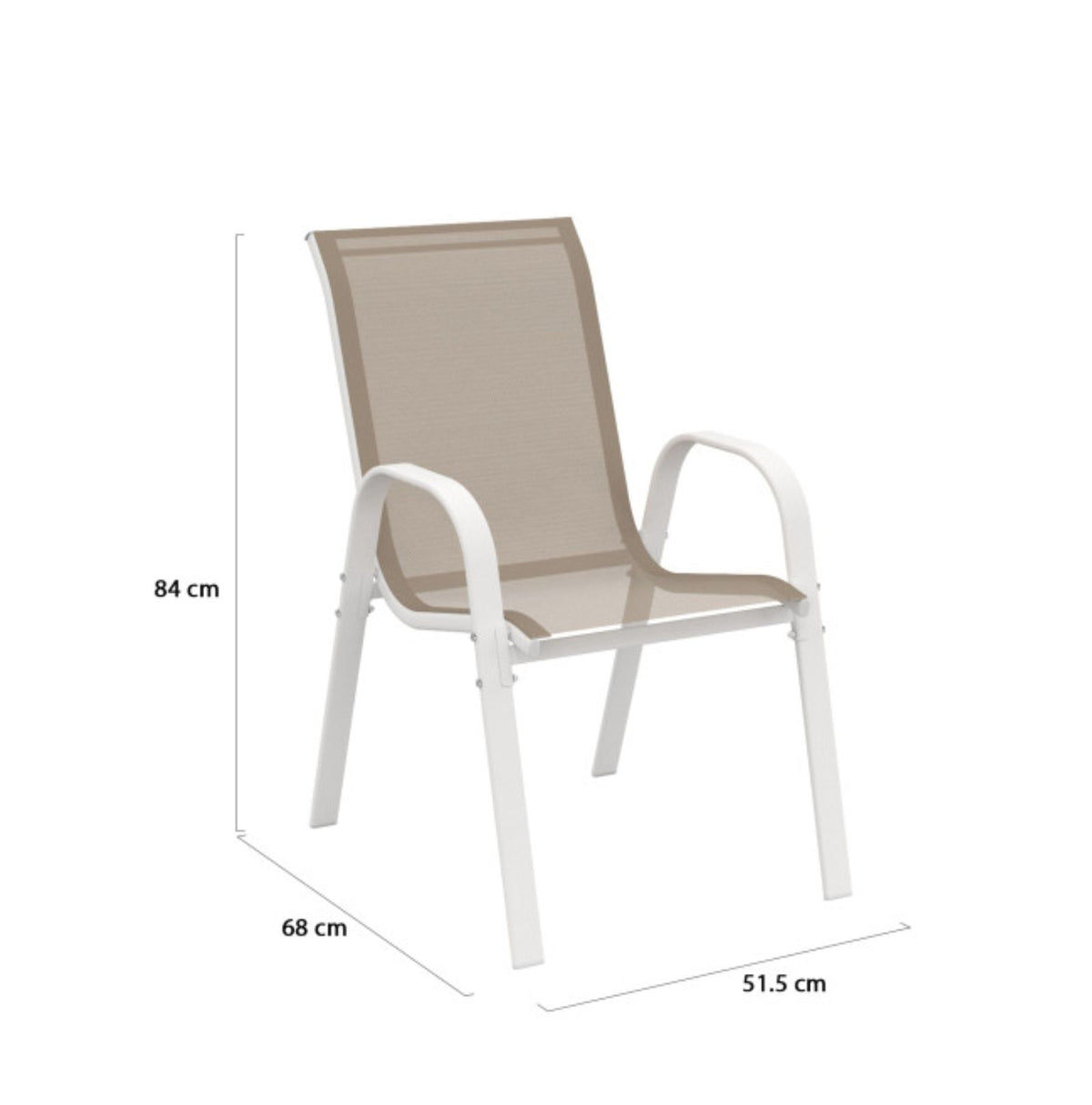 Lot de 4 chaises de jardin en acier Blanc et beige