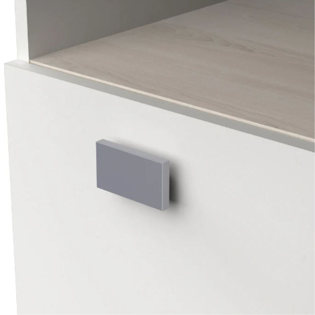 Armoire à micro-ondes Basiel-blanc mat/acacia