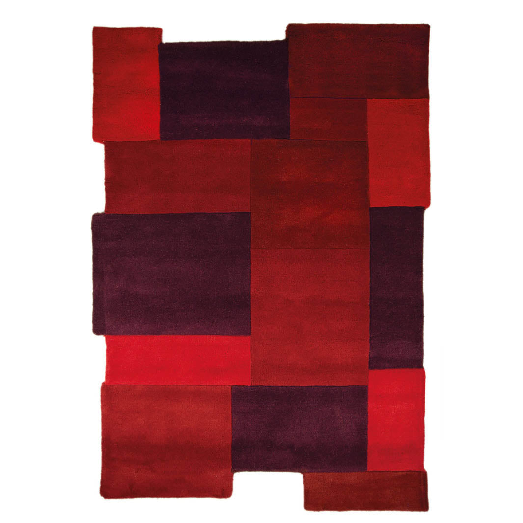 Tapis en laine graphique rouge 150x240cm