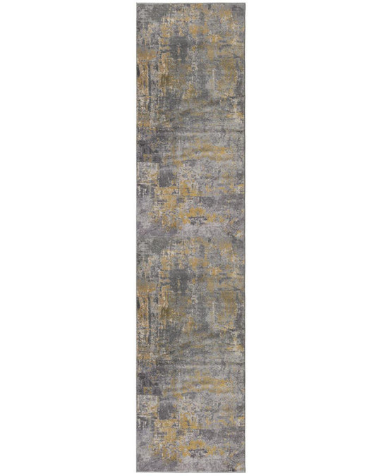 Tapis de couloir vintage Gris/Ocre 80x300cm