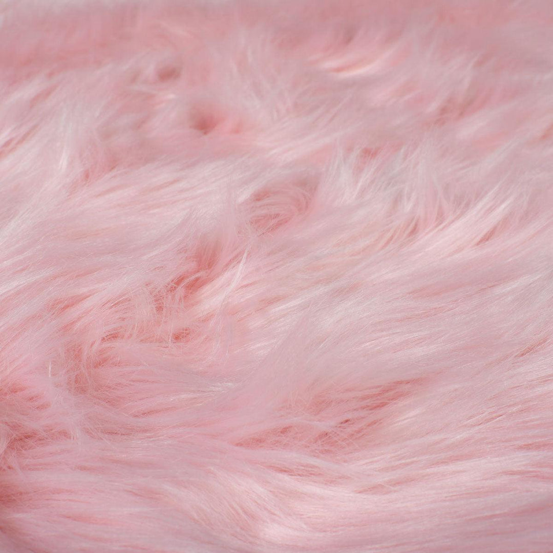Tapis rond effet fourrure Rose 120cm