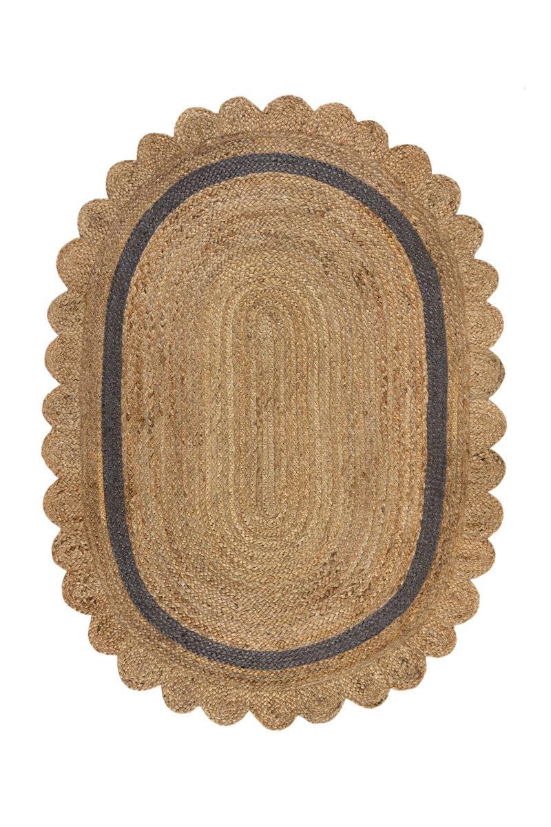 Tapis en jute Grace Naturel et gris 120x170cm