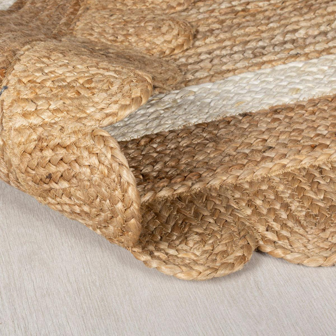 Tapis en jute Grace Naturel et Blanc