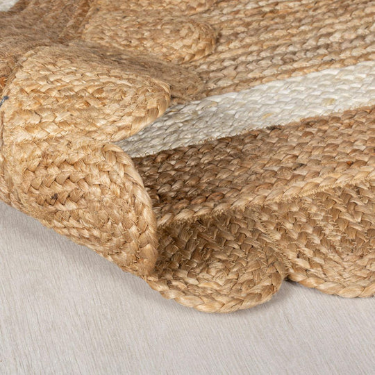 Tapis en jute Grace Naturel et Blanc