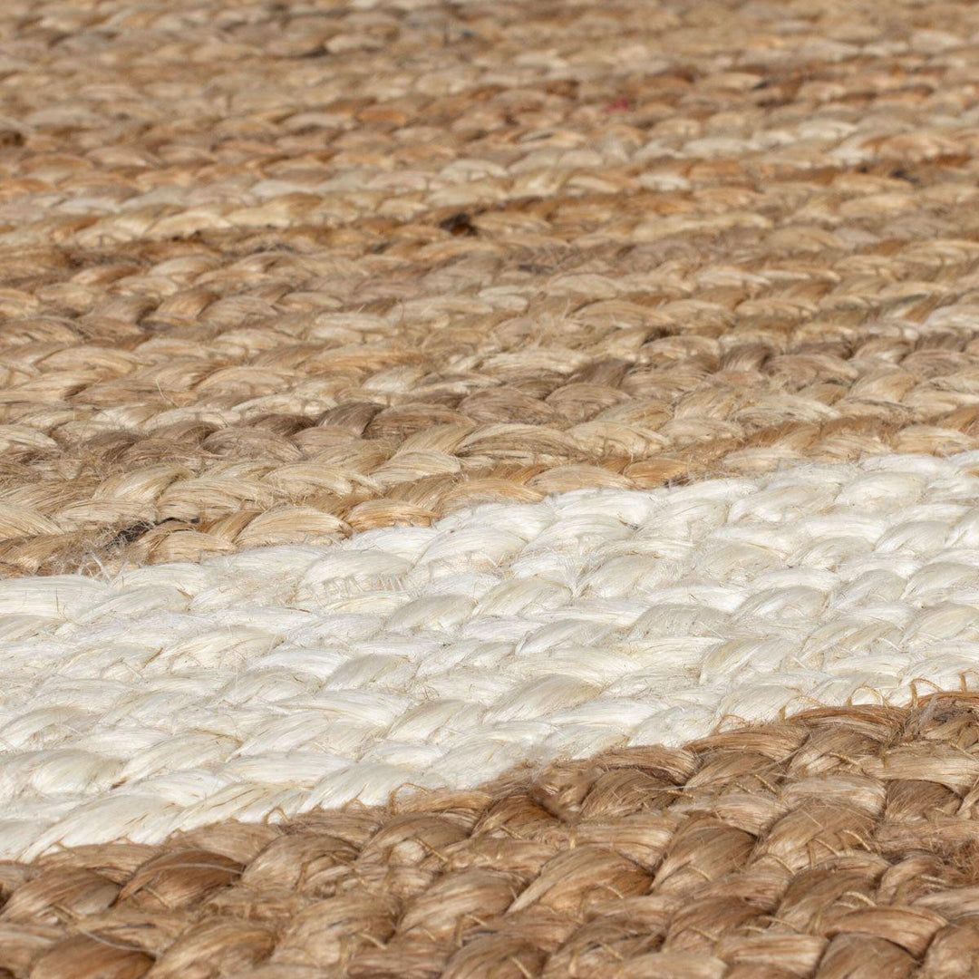 Tapis en jute Grace Naturel et Blanc