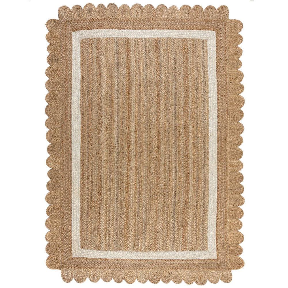 Tapis en jute Grace Naturel et Blanc