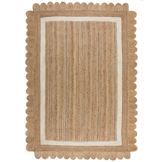 Tapis en jute Grace Naturel et Blanc
