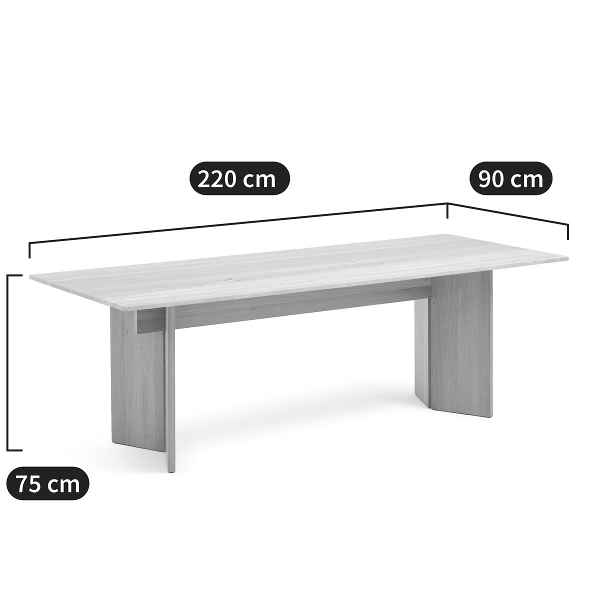 Table travertin chêne massif blanchi, Mindo AM.PM