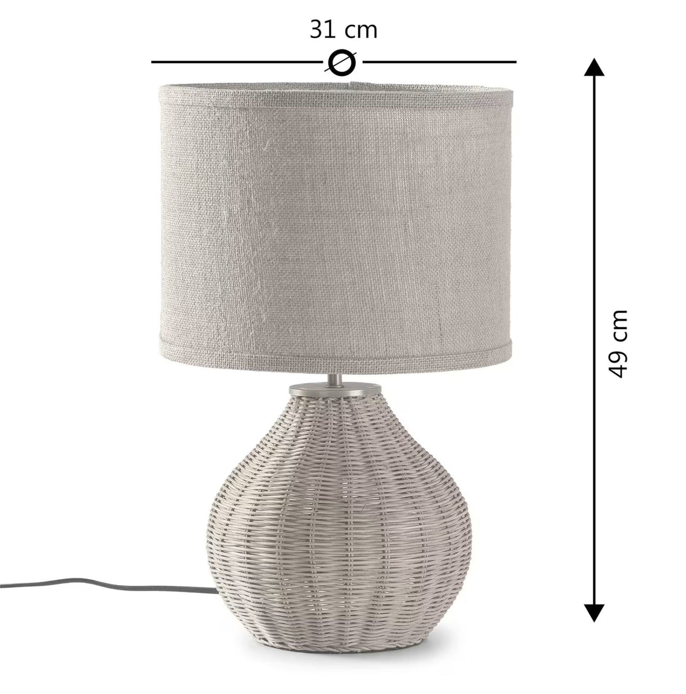 Lampe à poser en rotin naturel NAOKO, diamètre 31 cm