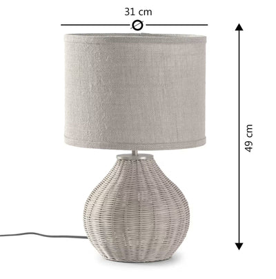 Lampe à poser en rotin naturel NAOKO, diamètre 31 cm