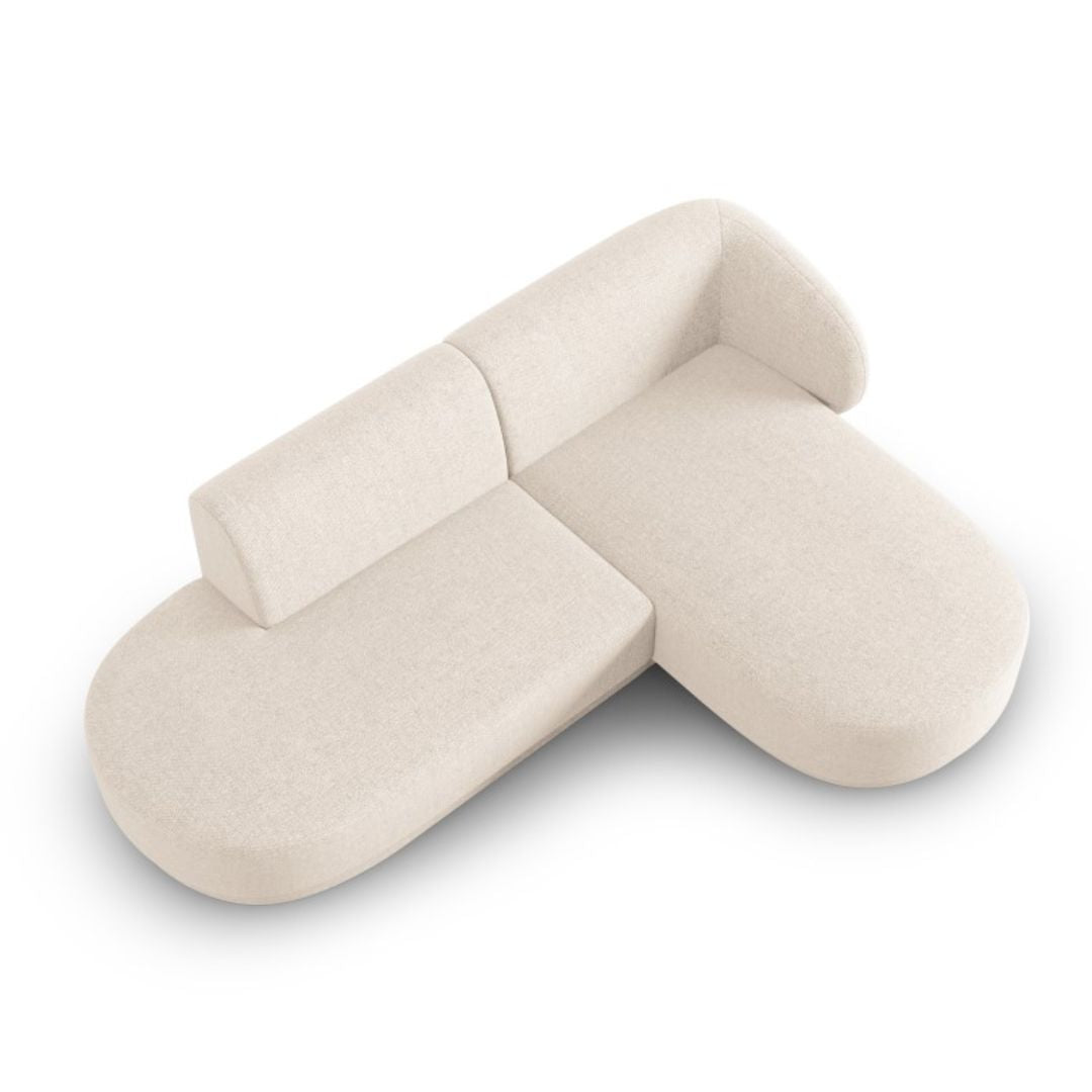 Canapé Lionel d'angle droit modulable 4 places en tissu chenille beige clair