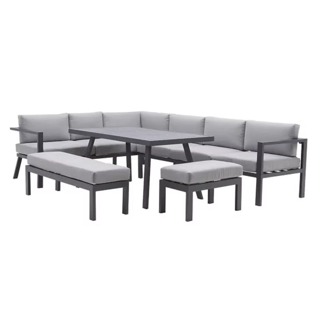 Salon d'angle en aluminium anthracite 10 personnes Naxos II NATERIAL Leroy Merlin