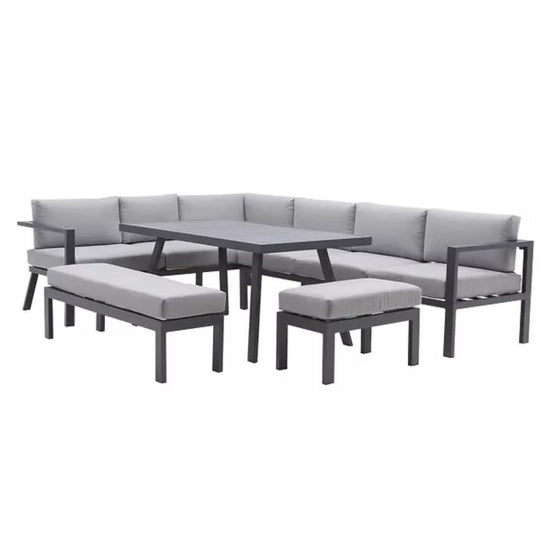 Salon d'angle en aluminium anthracite 10 personnes Naxos II NATERIAL Leroy Merlin