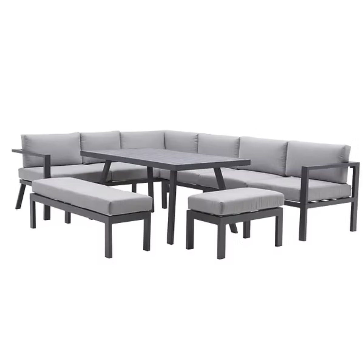 Salon d'angle en aluminium anthracite 10 personnes Naxos II NATERIAL Leroy Merlin