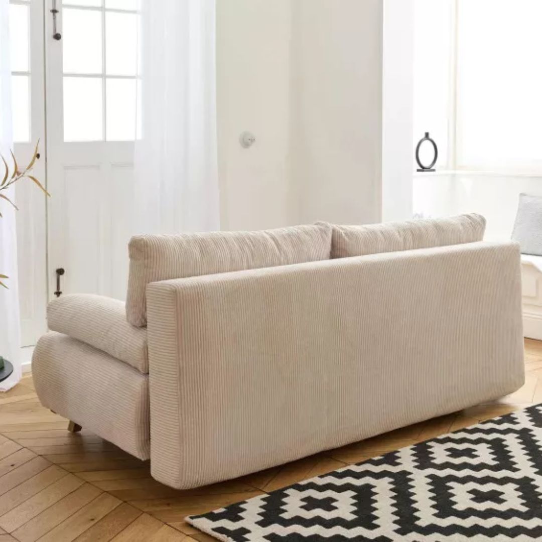 Canapé Cristal 3 places BESTMOBILIER - convertible avec coffre et pouf - en velours côtelé