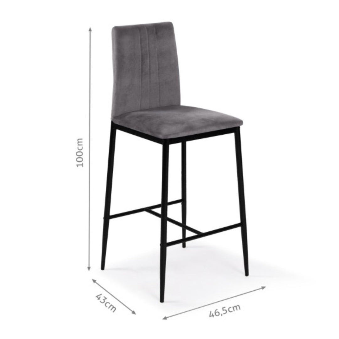 Lot de 4 tabourets Jade gris en velours