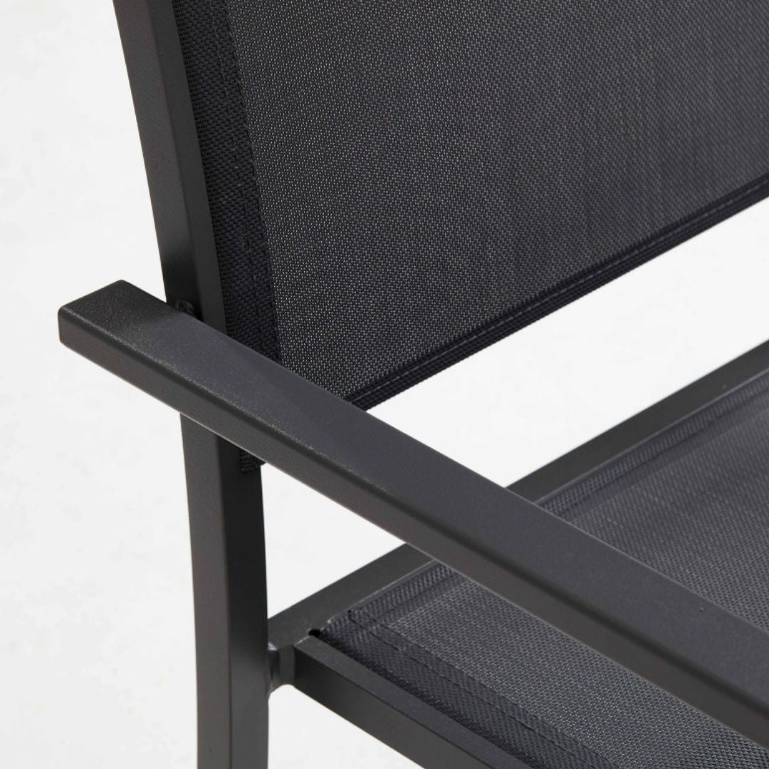 Lot de 4 ou 6 fauteuils de jardin Oviala en aluminium et textilène avec accoudoirs