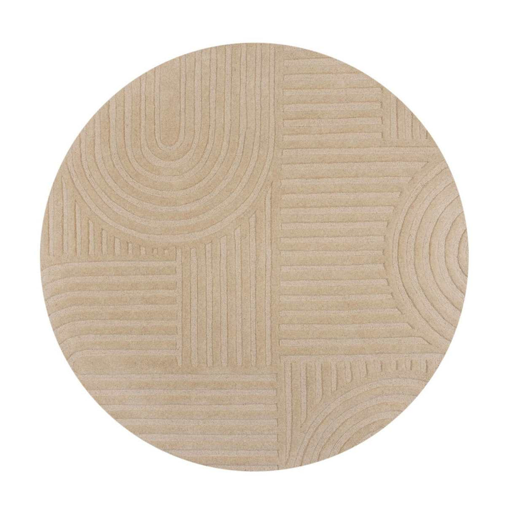 Tapis en laine rond Zen garden beige