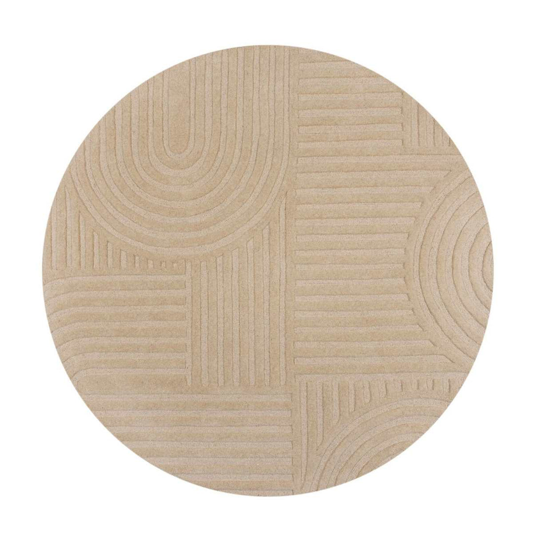 Tapis en laine rond Zen garden beige
