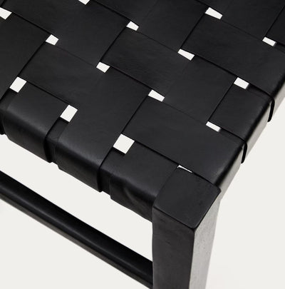 Banc Calixta en cuir et bois de acajou avec finition noire 120 cm KAVE HOME