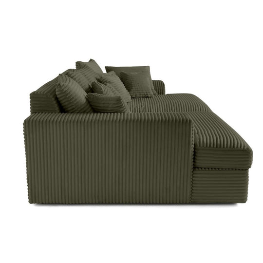 Canapé COLLINS 4 places BESTMOBILIER avec double méridienne en velours côtelé vert