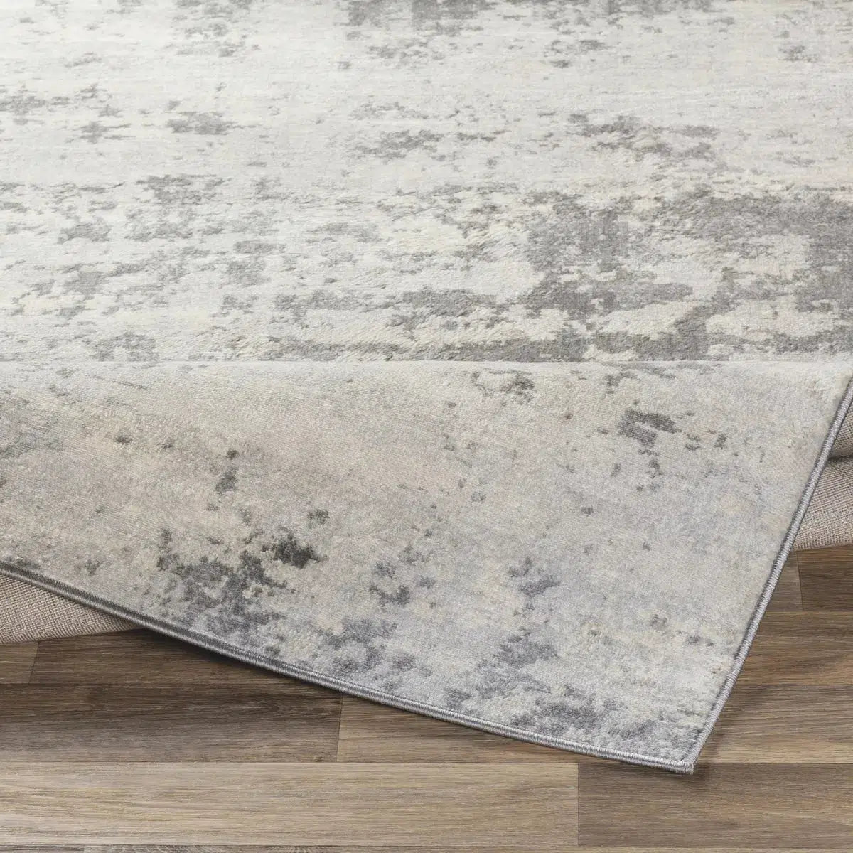 Tapis SURYA Victoire moderne, motif abstrait effet patiné gris argenté et ivoire, vue 5