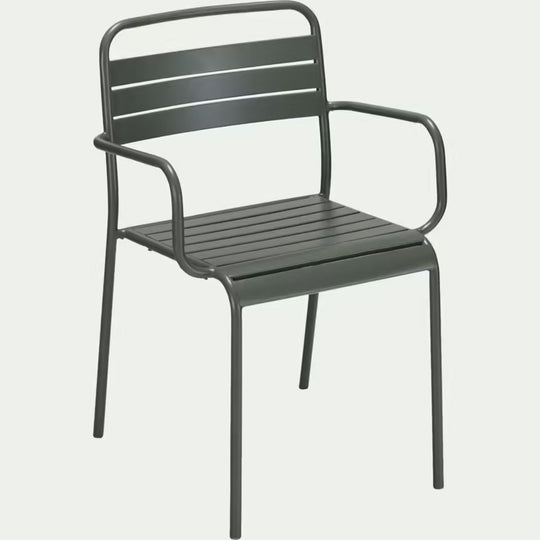 Lot de 6 chaises de jardin ALINEA avec accoudoirs en acier - vert cèdre