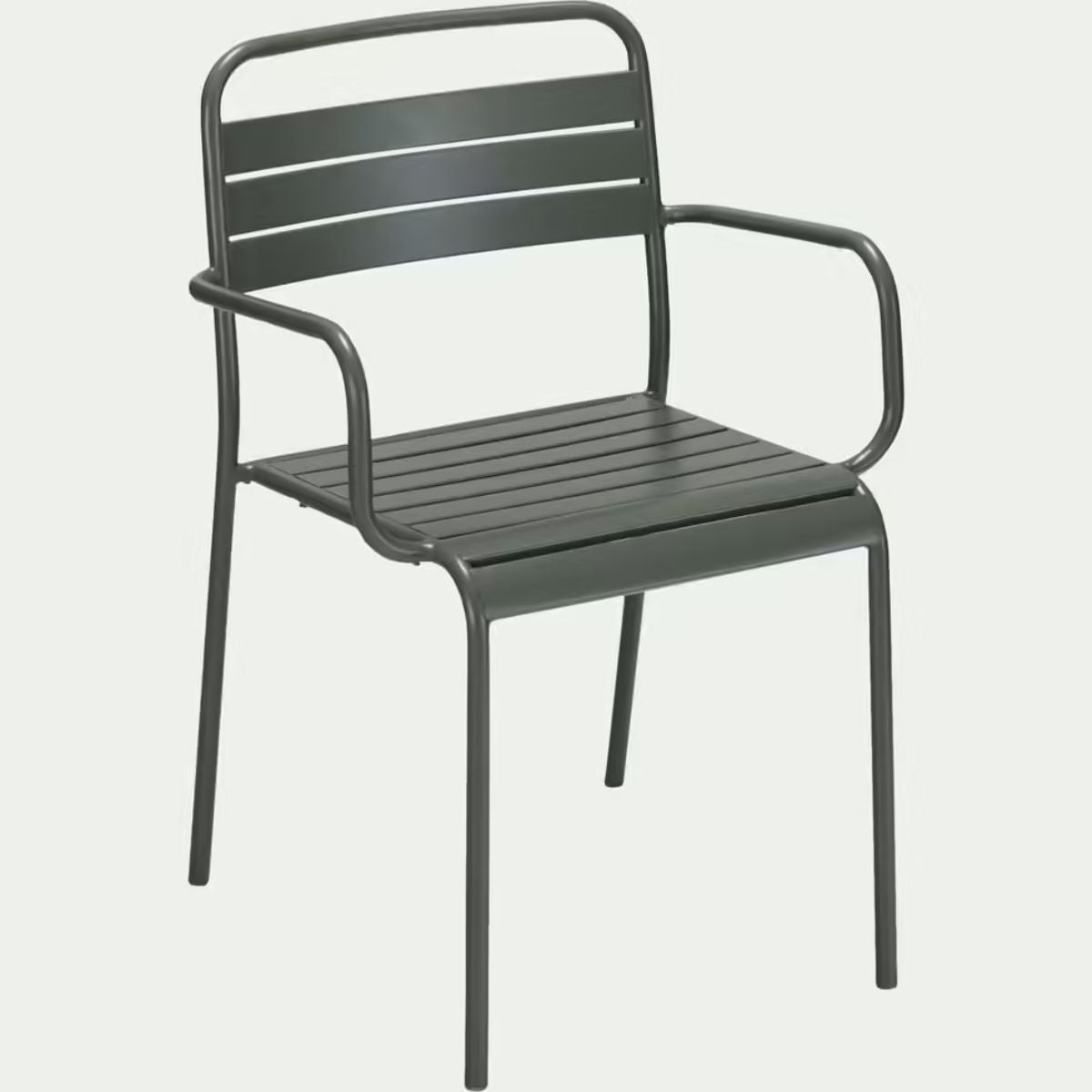 Lot de 6 chaises de jardin ALINEA avec accoudoirs en acier - vert cèdre