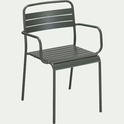 Lot de 6 chaises de jardin ALINEA avec accoudoirs en acier - vert cèdre