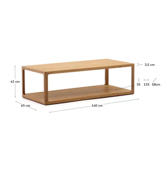 Table basse Maymai en bois de chêne 140 x 65 cm Kave Home