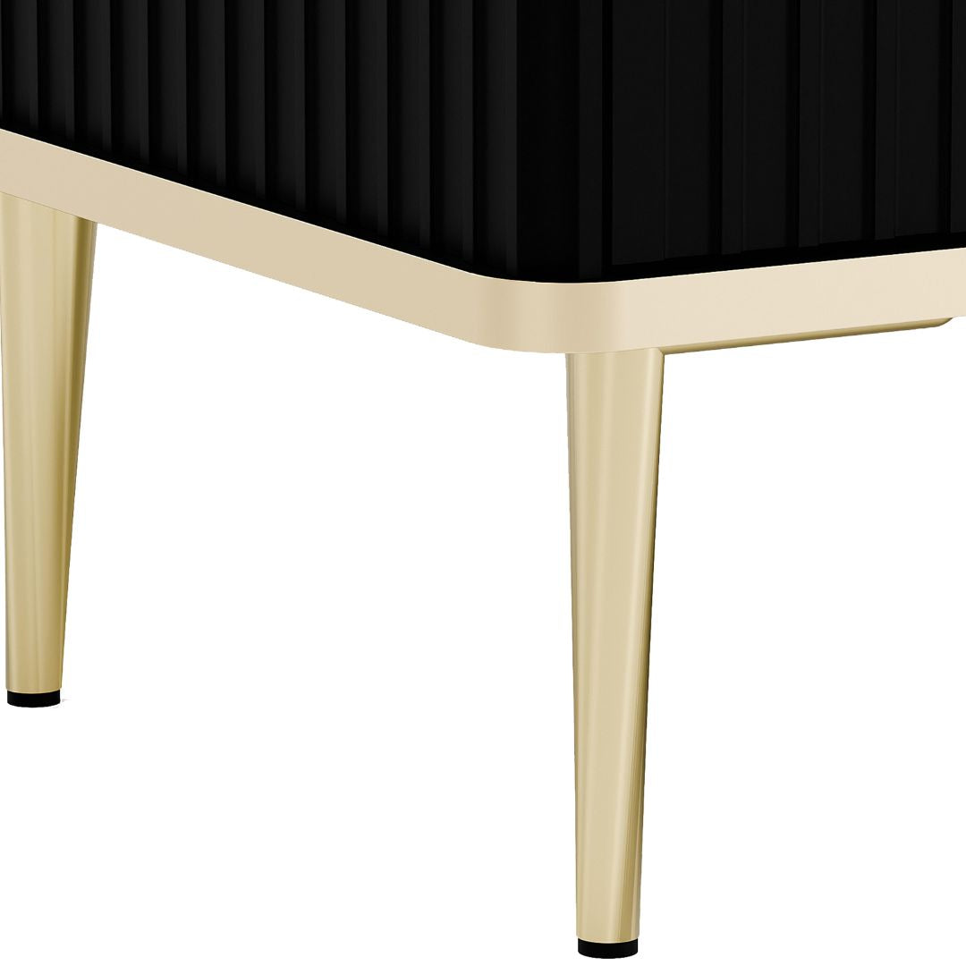 Buffet Vente Unique avec 2 portes en MDF et acier - Noir et Doré - SINEAD